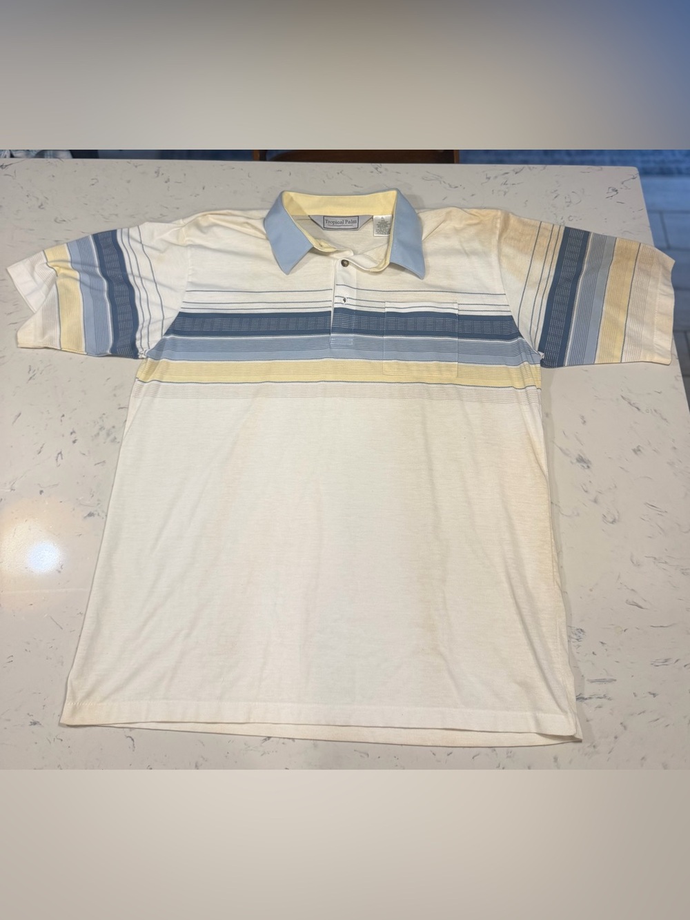 Vintage Golf Polo Tropical Palm Shirt Adult Mens XL Green Golf Geometric 90s